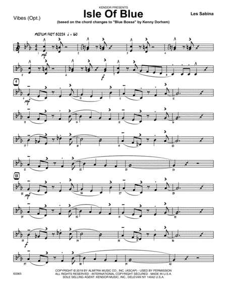 Free Sheet Music Isle Of Blue Based On The Chord Changes To Blue Bossa Vibes