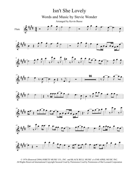 Free Sheet Music Isnt She Lovely Flute Harmonica Solo