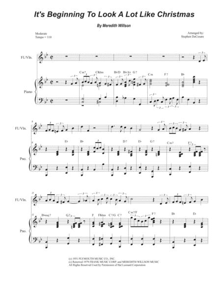 Free Sheet Music It Beginning To Look Like Christmas Flute Or Violin Solo And Piano