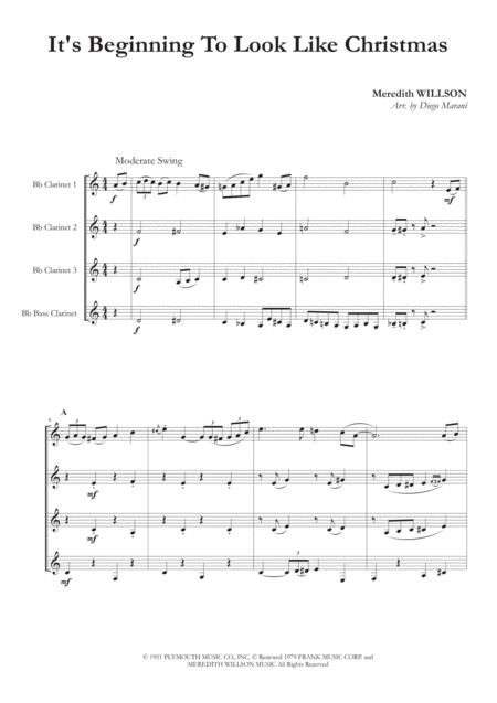 Free Sheet Music It Beginning To Look Like Christmas For Clarinet Quartet