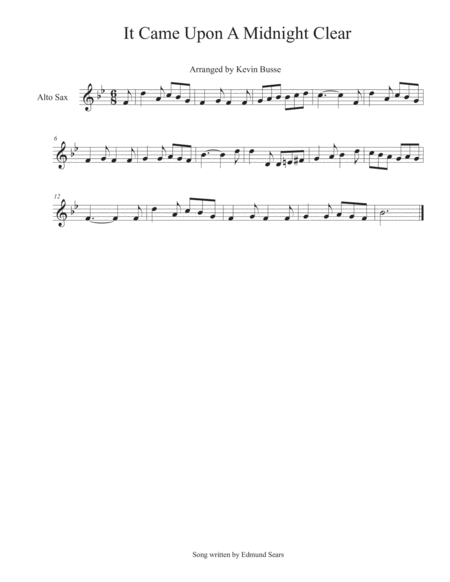 It Came Upon A Midnight Clear Alto Saxophone Sheet Music