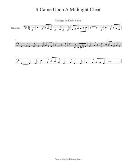 It Came Upon A Midnight Clear Bassoon Sheet Music