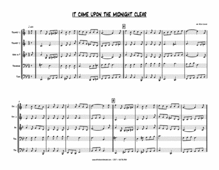 It Came Upon A Midnight Clear Christmas Brass Quintet Sheet Music