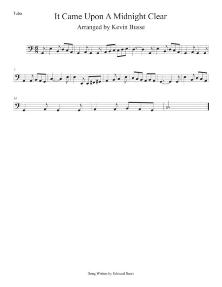 It Came Upon A Midnight Clear Easy Key Of C Tuba Sheet Music