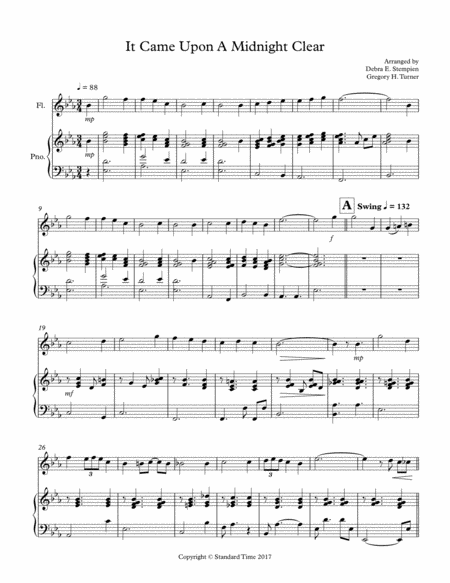 Free Sheet Music It Came Upon A Midnight Clear For Flute Solo With Piano Accompaniment Jazz Waltz