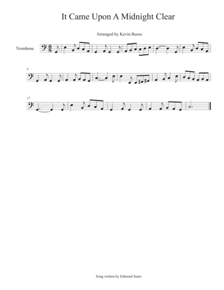 It Came Upon A Midnight Clear Trombone Sheet Music