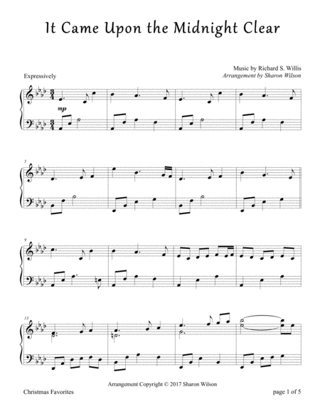 It Came Upon The Midnight Clear Piano Solo Sheet Music