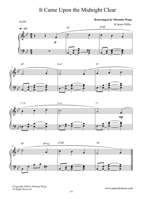 Free Sheet Music It Came Upon The Midnight Clear Romantic Piano Version