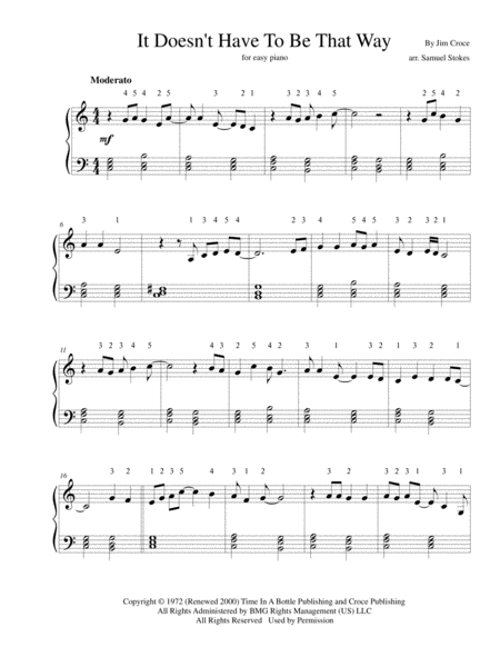 Free Sheet Music It Doesnt Have To Be That Way For Easy Piano