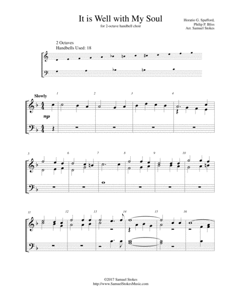 It Is Well With My Soul For 2 Octave Handbell Choir Sheet Music