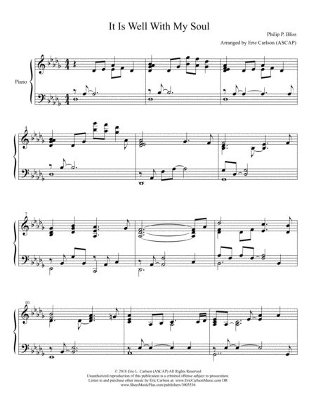 Free Sheet Music It Is Well With My Soul Piano Solo By Eric Carlson
