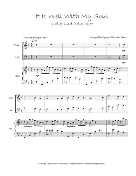 Free Sheet Music It Is Well With My Soul Violin And Cello Duet
