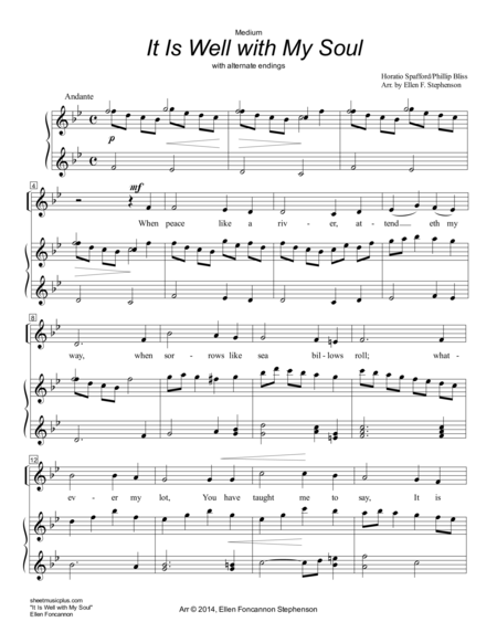 Free Sheet Music It Is Well With My Soul Voice And Piano