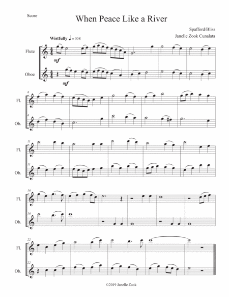 It Is Well With My Soul When Peace Like A River C Treble Instrument Duet Sheet Music