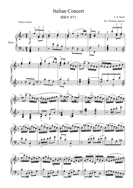 Italian Concert Sheet Music