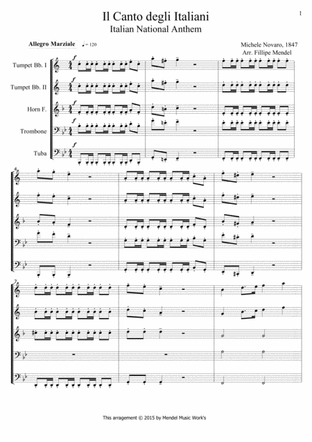 Free Sheet Music Italian National Anthem