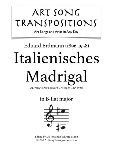 Italienisches Madrigal Op 7 No 5 Transposed To B Flat Major Sheet Music