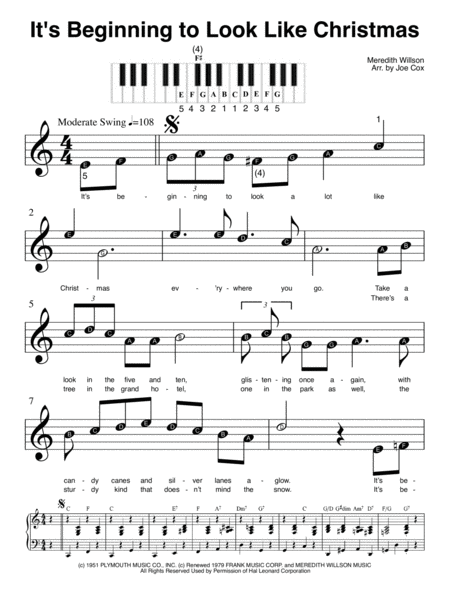 Its Beginning To Look A Lot Like Christmas Beginner Duet Sheet Music