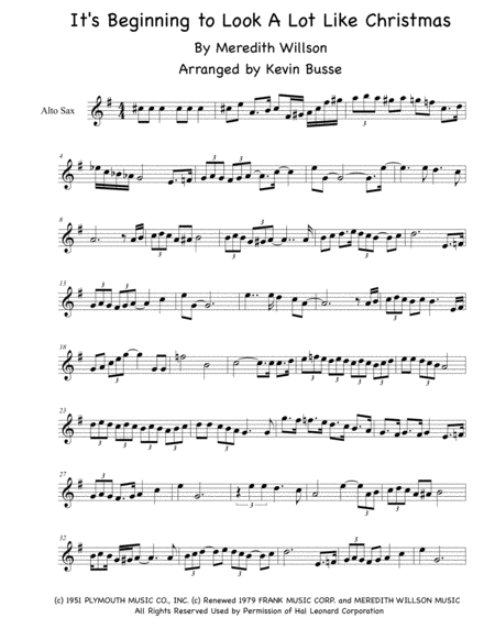 Its Beginning To Look Like Christmas Alto Sax Sheet Music