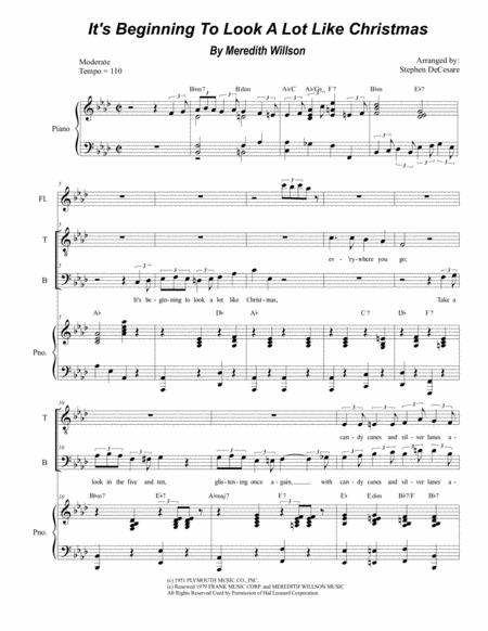 Free Sheet Music Its Beginning To Look Like Christmas Duet For Tenor And Bass Solo
