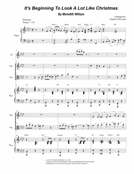 Free Sheet Music Its Beginning To Look Like Christmas Duet For Violin And Viola