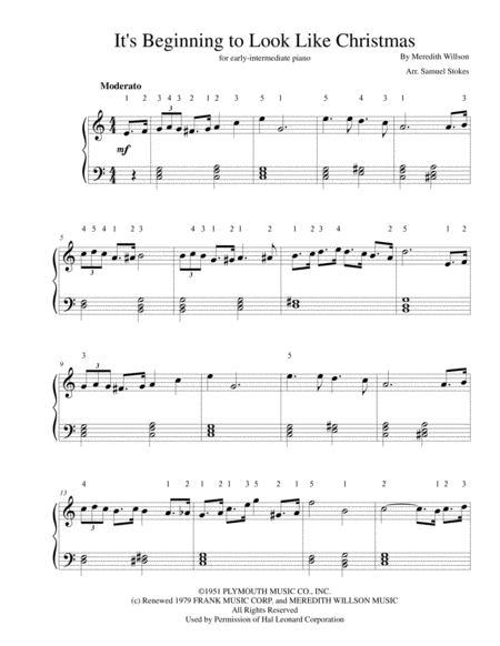 Free Sheet Music Its Beginning To Look Like Christmas For Easy Piano