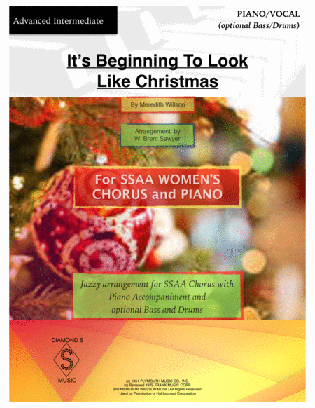 Its Beginning To Look Like Christmas Ssaa Chorus With Piano Bass Drums Sheet Music