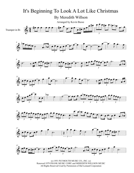 Its Beginning To Look Like Christmas Trumpet Sheet Music