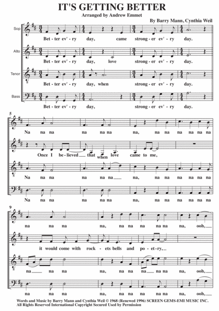 Its Getting Better A Cappella Sheet Music