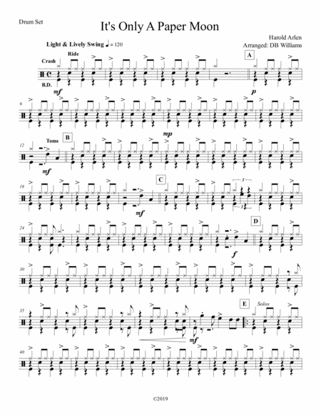 Its Only A Paper Moon Drum Set Sheet Music