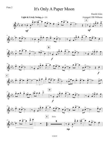Free Sheet Music Its Only A Paper Moon Flute 2