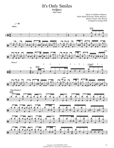Free Sheet Music Its Only Smiles Periphery Drums