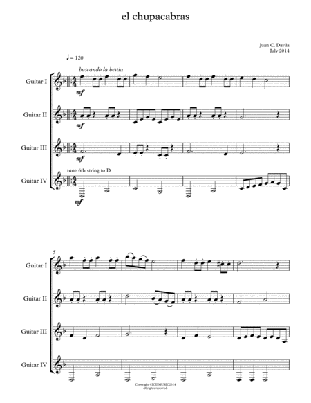 Iv El Chupacabras Leyendas Del Valle Sheet Music