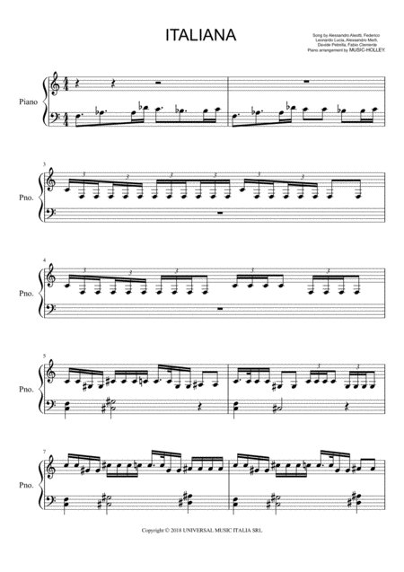 Free Sheet Music J Ax Fedez Italiana Spartito Piano