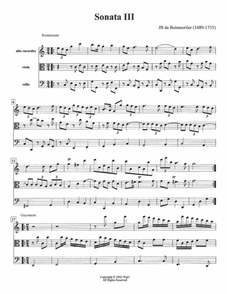 J B De Boismortier Sonata Iii Sheet Music