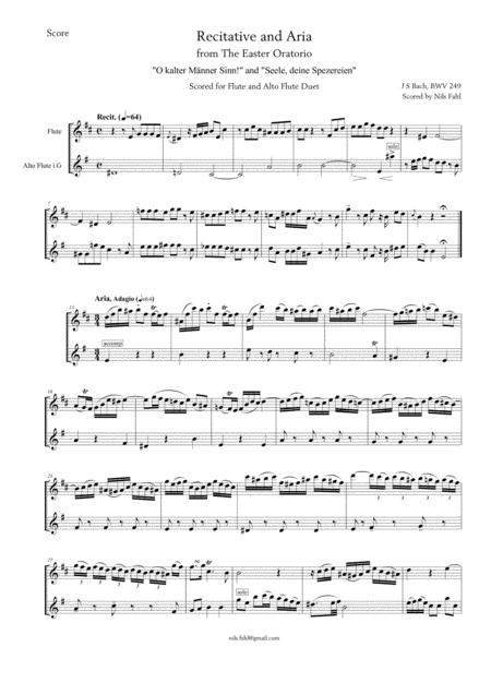 J Bach Recit And Aria From The Easter Oratorio Bwv 249 Duet For Flute And Alto Flute Sheet Music