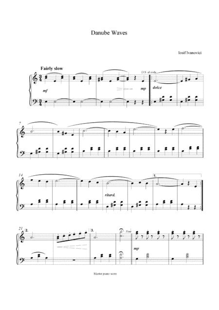 Free Sheet Music J Ivanovic Waves Of The Danube Easy Piano