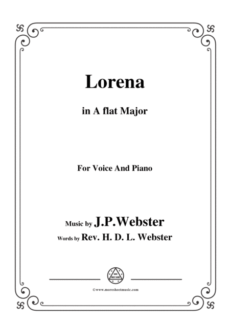 Free Sheet Music J P Webster Lorena In A Flat Major For Voice And Piano