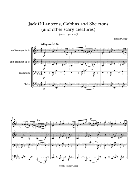 Jack O Lanterns Goblins And Skeletons And Other Scary Creatures Brass Quartet Sheet Music