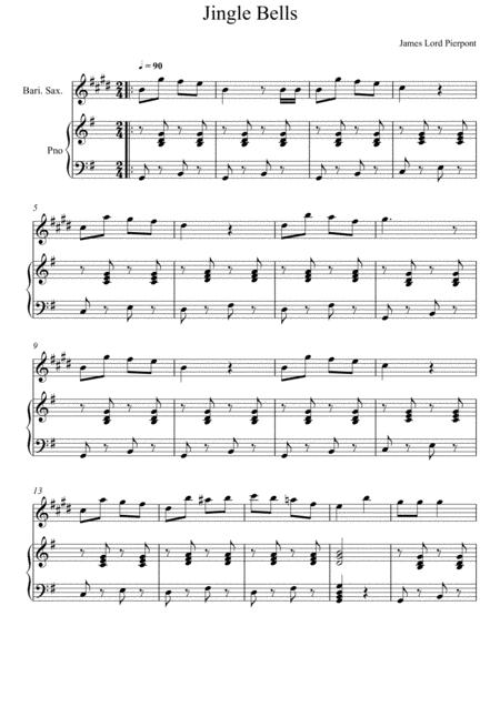 Free Sheet Music James Lord Pierpont Jingle Bells Baritone Saxophone Solo