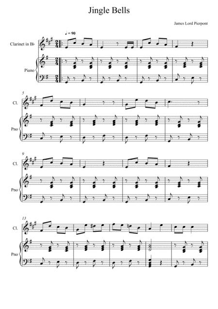 James Lord Pierpont Jingle Bells Clarinet Solo Sheet Music