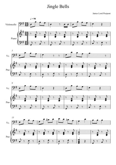 Free Sheet Music James Lord Pierpont Jingle Bells Violoncello Solo