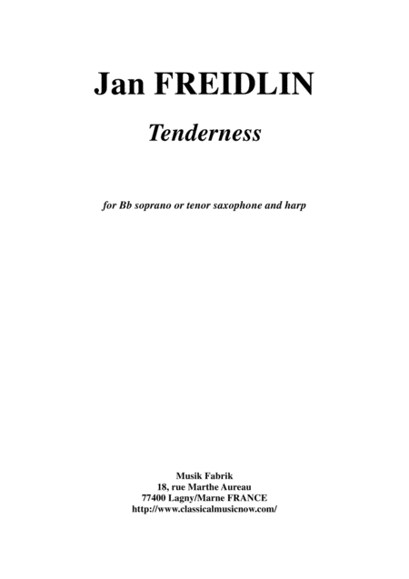 Free Sheet Music Jan Freidlin Tenderness For Bb Soprano Or Tenor Saxohone And Harp