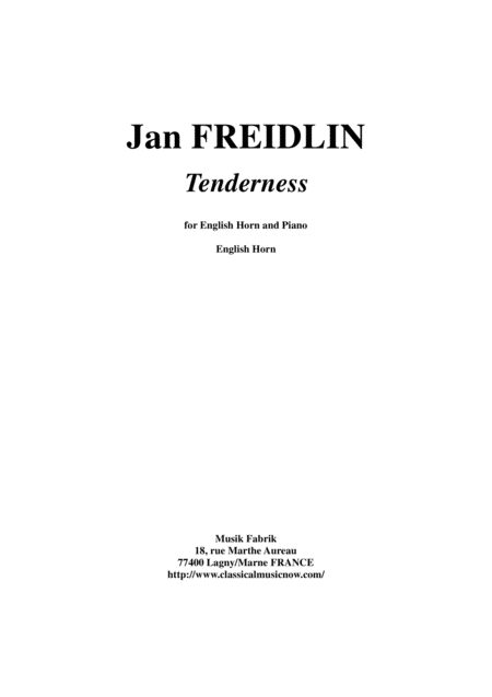 Free Sheet Music Jan Freidlin Tenderness For English Horn And Piano