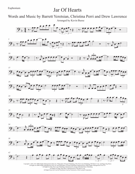 Free Sheet Music Jar Of Hearts Euphonium