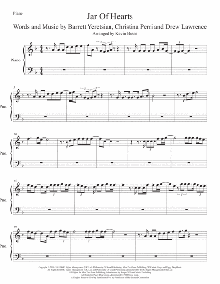 Free Sheet Music Jar Of Hearts Piano