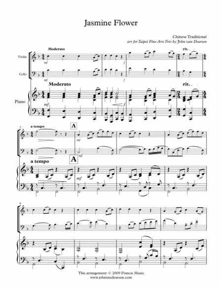 Free Sheet Music Jasmine Flower Mo Li Hua