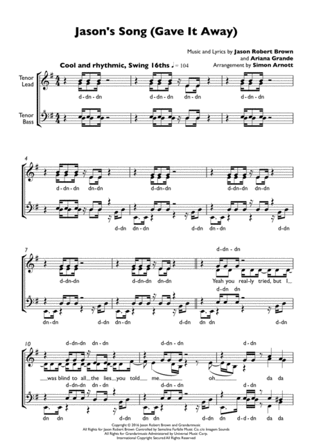 Jasons Song Gave It Away Sheet Music