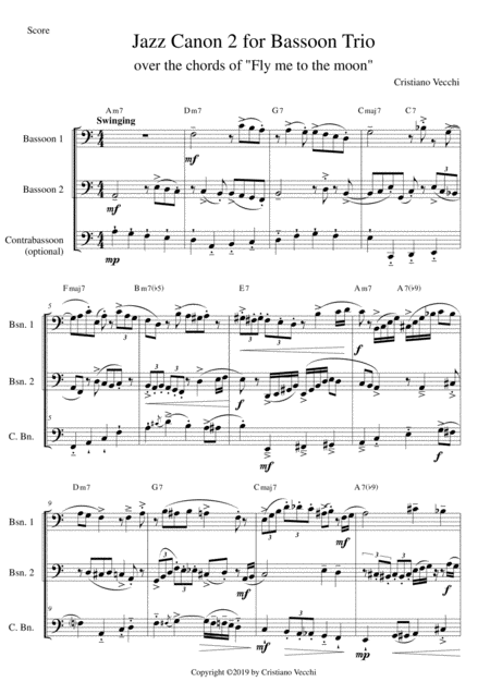Free Sheet Music Jazz Canon 2 For Bassoon Trio