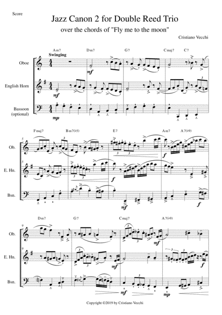 Jazz Canon 2 For Double Reed Trio Sheet Music